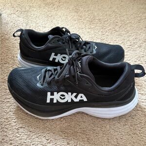 Hoka Women’s Bondi 8 Black and White Running Shoes